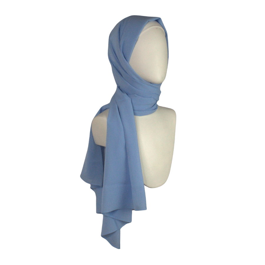 Whispering Breeze Crinkle Chiffon Hijab! Basic Blue