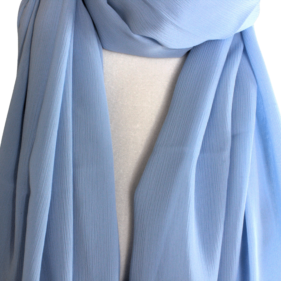 Whispering Breeze Crinkle Chiffon Hijab! Basic Blue