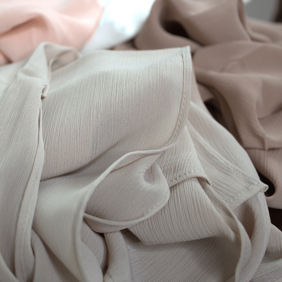 Whispering Breeze Crinkle Chiffon Hijab! Neutral Sand Beige