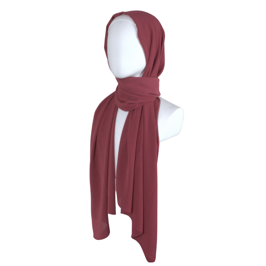 Whispering Breeze Crinkle Chiffon Hijab! Mauve Red