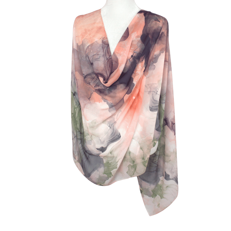 【WOOHWA】LERINA CHIFFON SH SK Watercolor Printed Designer Chiffon Hijab Scarf | Lina