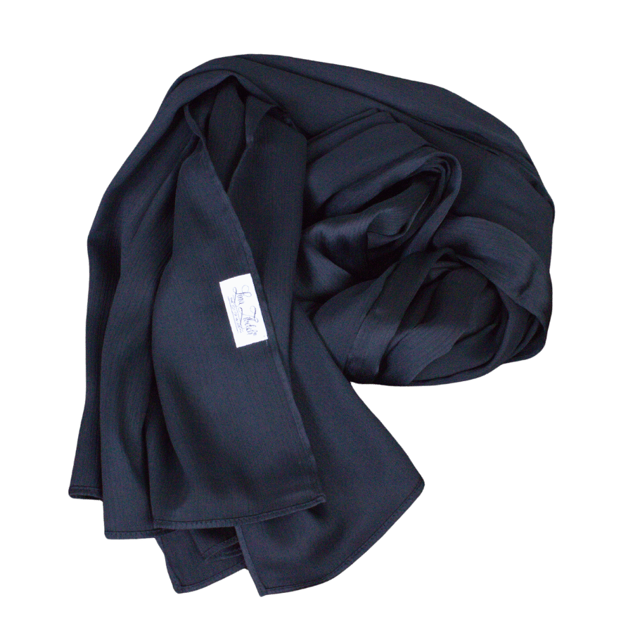 ★ncssry★ Silk Crinkle Scarf (Black) Black Satin Crinkle Hijab for Formal Occasions – Lina Zibdeh