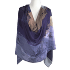 An airbrushed hijab scarf in purple hues, premium crepe chiffon hijab headscarf for an elegant look for muslim women for work and special occasions | Lina Zibdeh