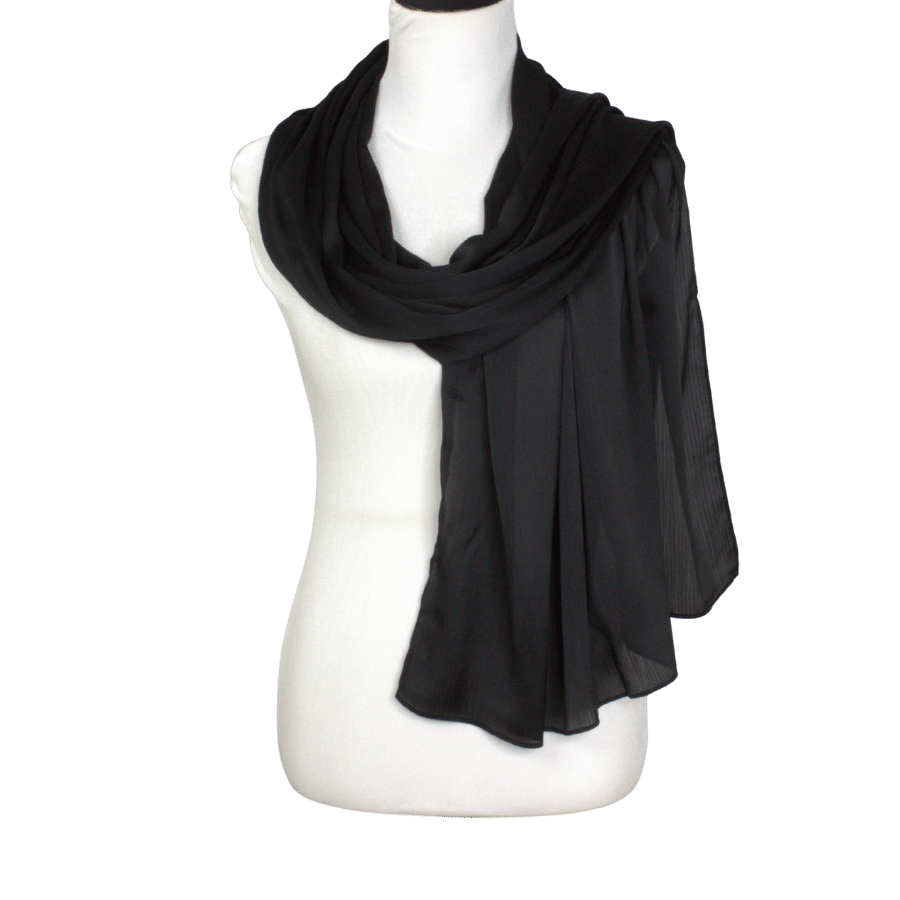 Shop our premium satin crinkle hijab in black and discover how our formal collection will become a staple in your wardrobe | Lina Zibdeh
