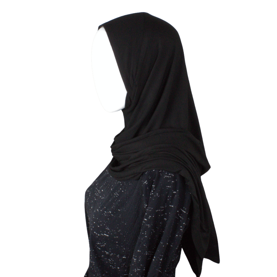 Instant hijab in black. This is made from premium Japanese jersey material and it's designed for ultimate comfort throughout the day | Lina Zibdeh