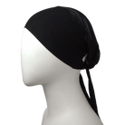 Side view of Black Tie-back mesh hijab cap premium quality, non-slip, breathable and adjustable| Lina Zibdeh