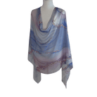 Non-slip breathable bamboo modal hijab in artistic blue hues. Premium quality printed bamboo modal hijab scarf for elegant muslim women | Lina Zibdeh

