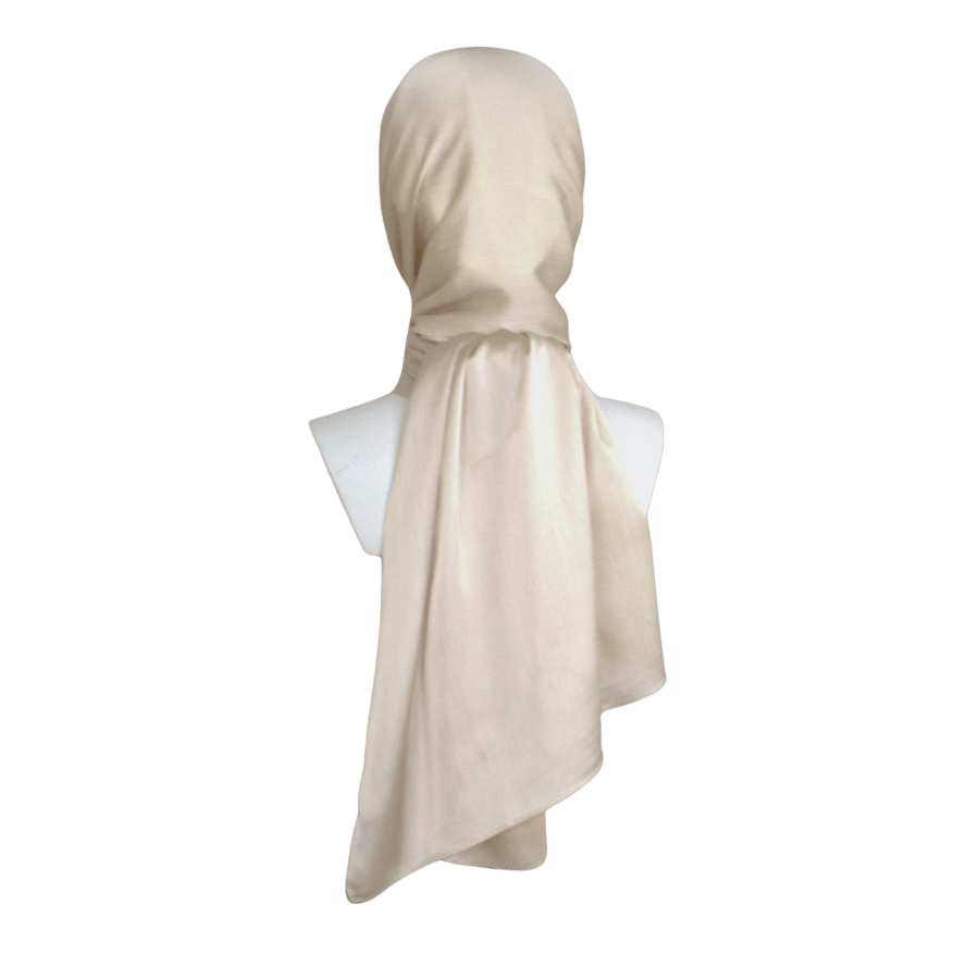 This is your party hijab in champagne golden, soft satin crinkle with a better grip and nice drape | Lina Zibdeh