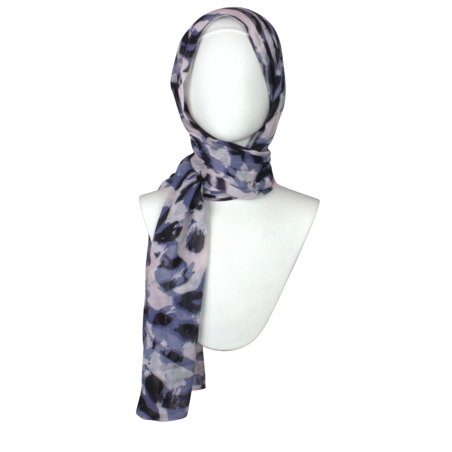 Elegant blue leopard printed bamboo modal hijab for casual and work | Lina Zibdeh