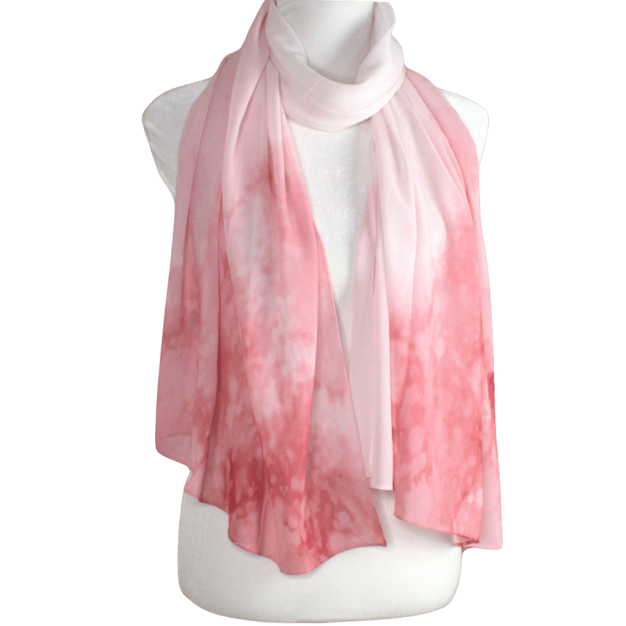 Watercolor ombre pink red hijab scarf designed for the woman who loves elegance in her modest fashion | Lina Zibdeh