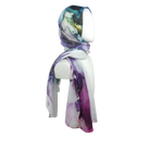 Designer printed bamboo modal hijab scarf in white and watercolor purple black strokes. Ideal for headscarf in the summer and hot weather | Lina Zibdeh