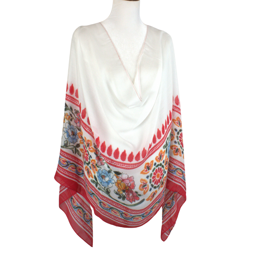 Premium printed bamboo modal hijab headscarf in red and white. Premium quality, airy, non-slip ideal for all seasons especially hot weather | Lina Zibdeh