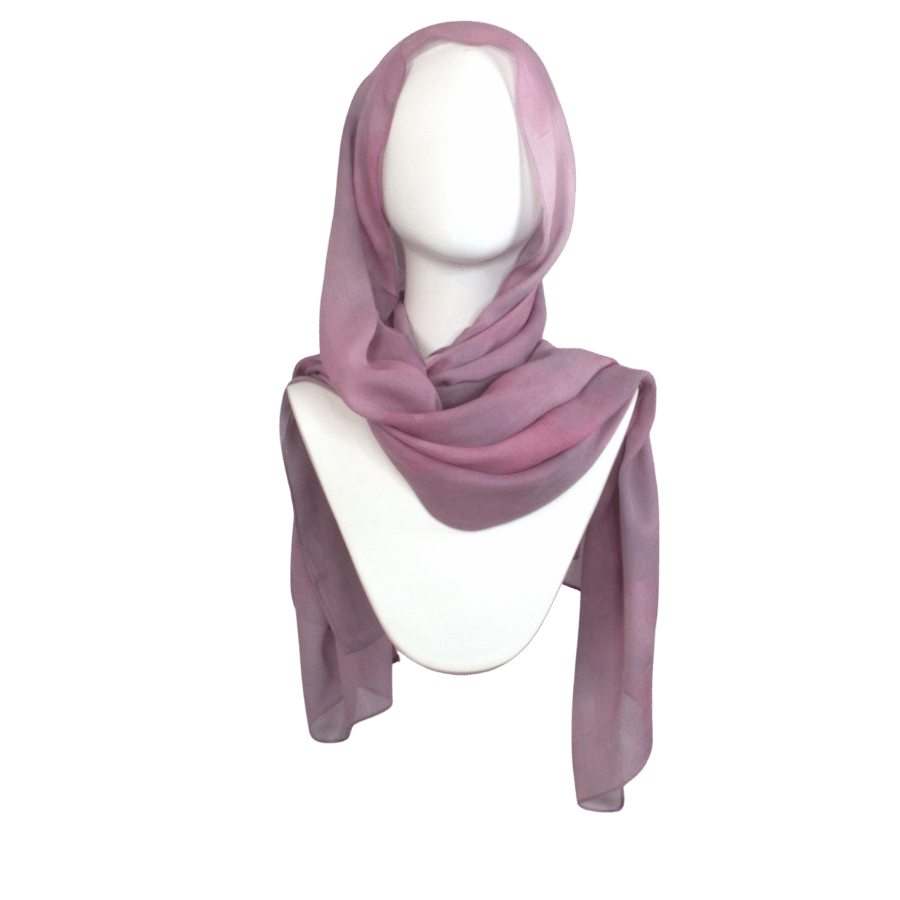 Premium breathable bamboo modal hijab in artistic dusty mauve and dusty pink. Watercolor bamboo modal hijab for the hot weather | Lina Zibdeh
