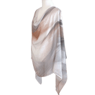 Mannequin wearing a beige and brown gradient bamboo mofal scarf on a transparent background. Gradient pattern bamboo hijab scarf for busy women, easy to wear | Lina Zibdeh