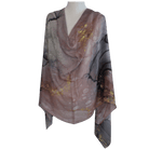 High quality printed modal hijab in green, grey, blush and golden hues. Ideal for women over 40, for work, for menopause hot flashes. Lina Zibdeh