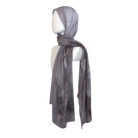 Elegant purple mauve and gold printed bamboo modal hijab for professional women, comfortable in hot weather, suitable for daily wear or as a gift | Lina Zibdeh