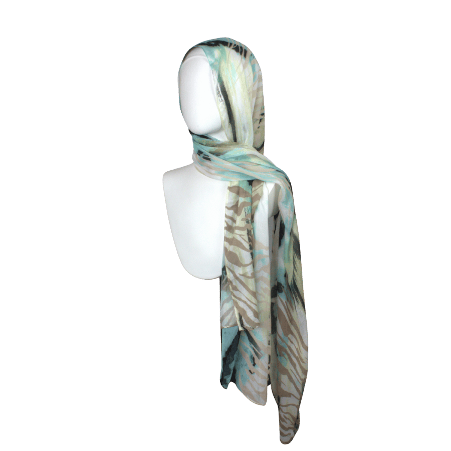 Lightweight Non-Slip Bamboo Modal Hijab in green black animal print, unique print, premium high quality fabric, high end designer hijab scarf | Lina Zibdeh