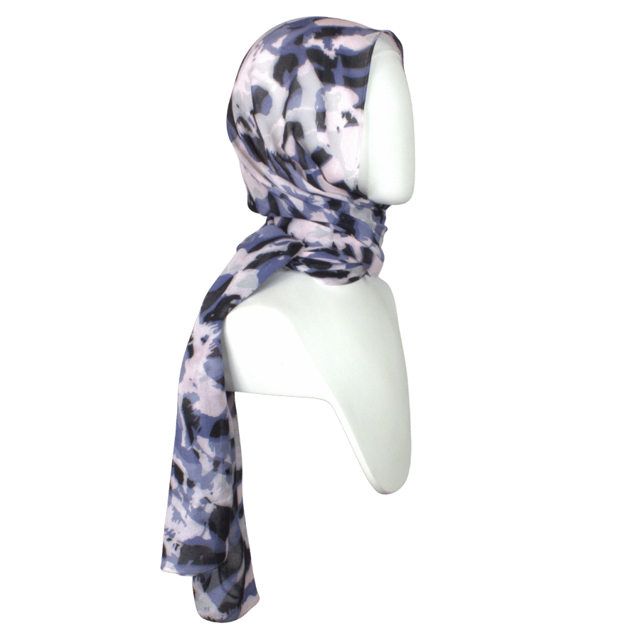 Blue leopard printed bamboo modal hijab – soft, breathable, lightweight | Lina Zibdeh