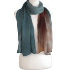Fancy printed ombre bamboo modal hijab scarf with gradient colors of teal and brown on a white background | Non-slip lightweight hijab scarf | Lina Zibdeh