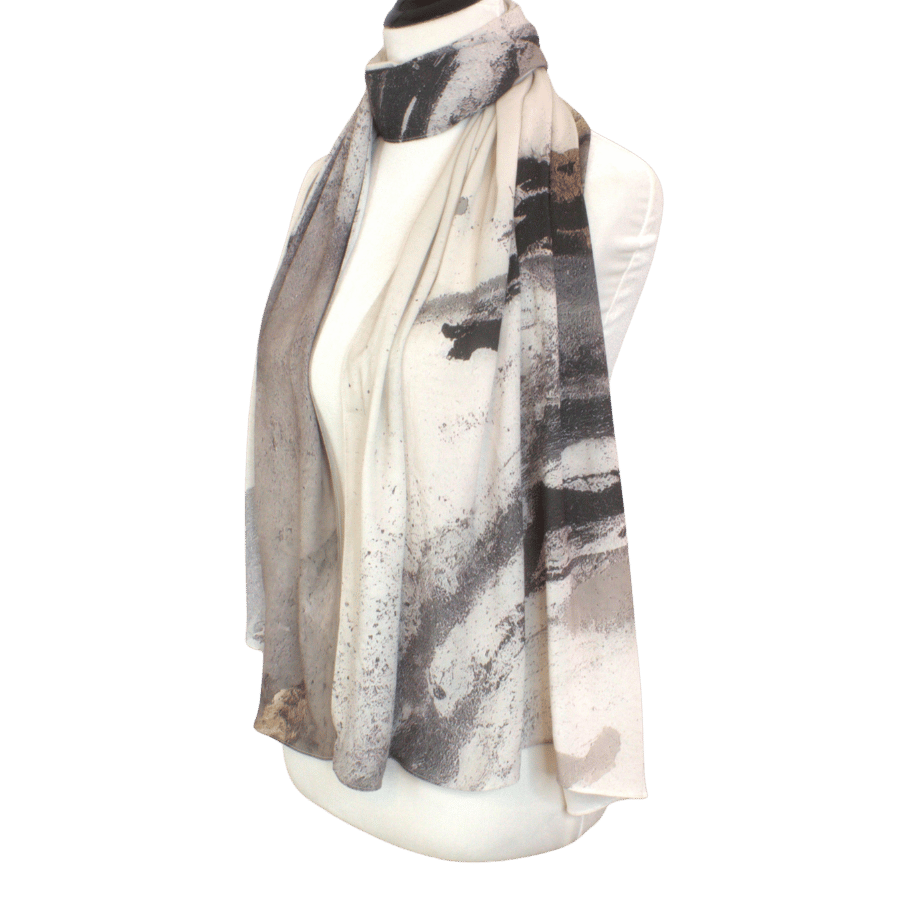 Premium printed neutral hijab headscarf for modest fashion, maxi size for more coverdage | Lina Zibdeh
