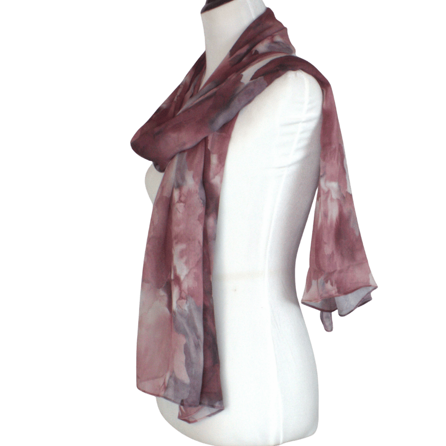 Watercolor printed bamboo modal hijab scarf in red hues, premium 100% bamboo and ideal for women who look for breathable, lightweight non slip hijab scarves | Lina Zibdeh