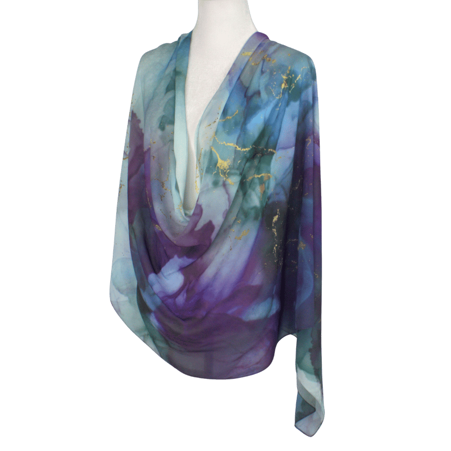 Lightweight chiffon hijab styled for formal occasions with flowing drape