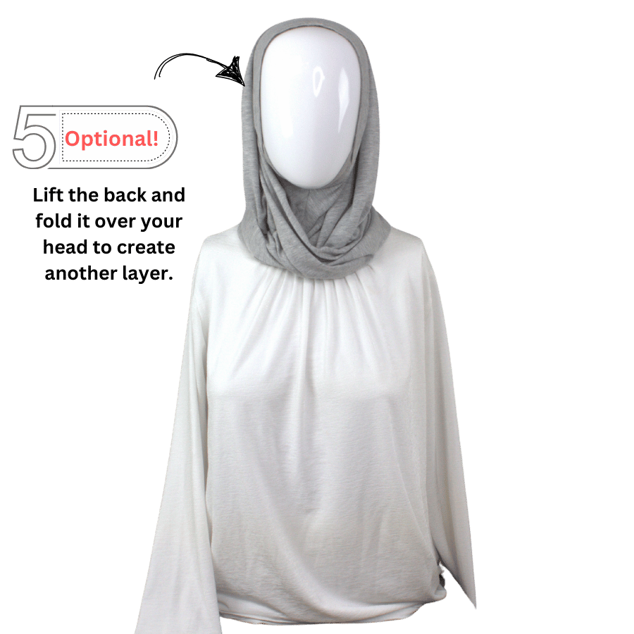 Instant hijab in heather grey. This is made from premium Japanese jersey material and it's designed for ultimate comfort throughout the day | Lina Zibdeh