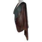 Mannequin wearing a draped brown and green bamboo modal on a transparent background