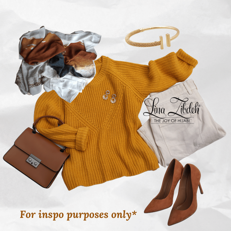Our maxi crepe chiffon hijab scarf is a perfect addition to your fall outfits | Lina Zibdeh