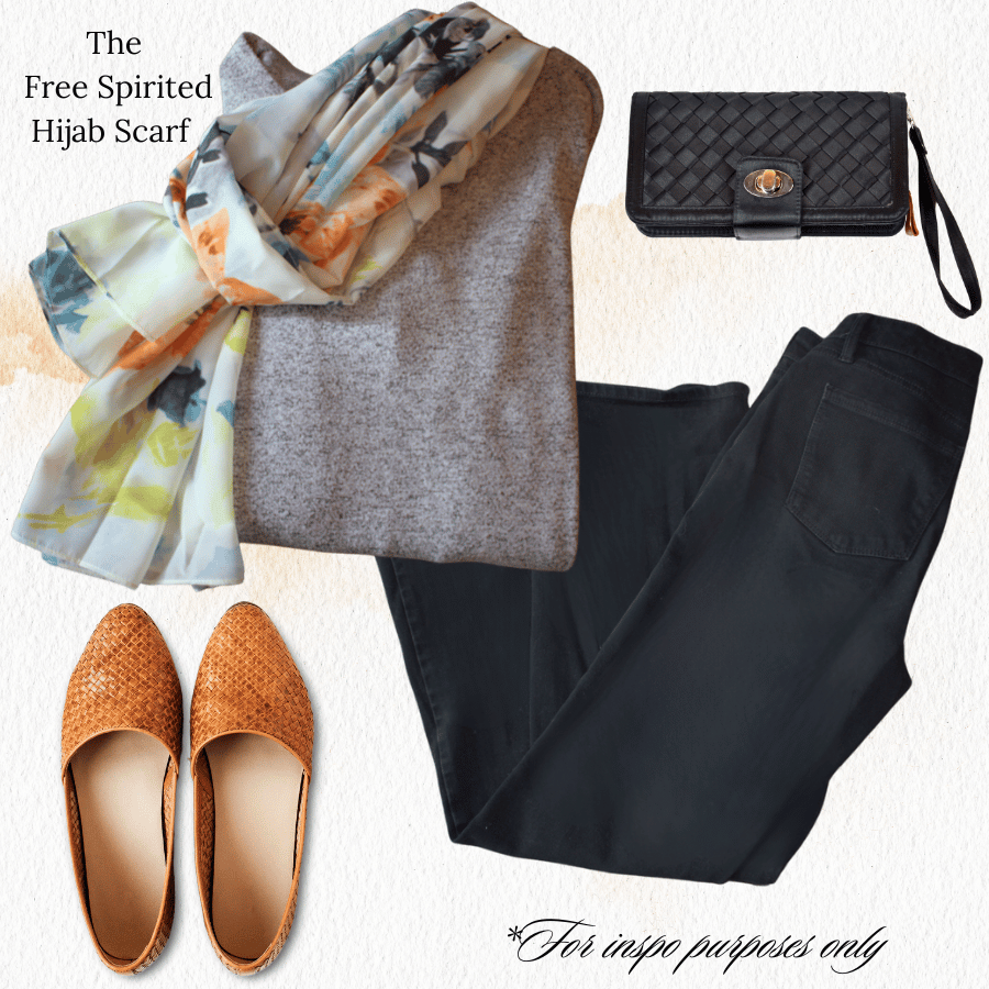 Hijab fashion inspo for the fall | Vibrant floral hijab scarf | Lina Zibdeh