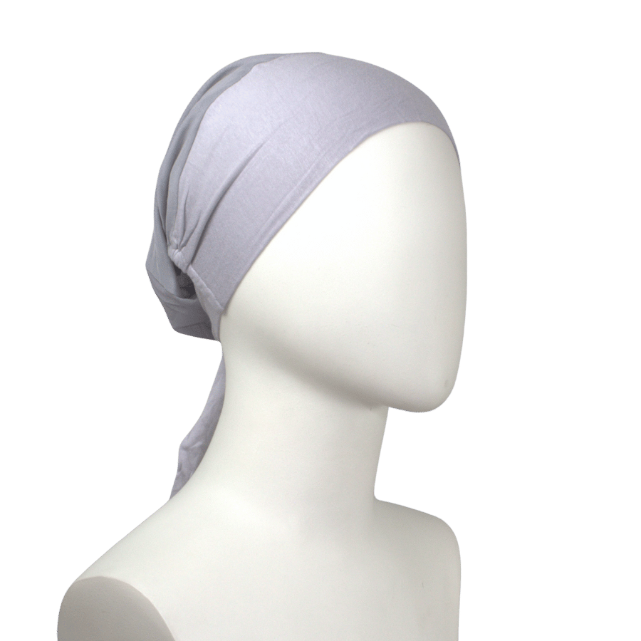 Side view of Breathable mesh tie-back hijab cap under scarf, lightweight and comfortable for hot weather and all-day wear | Lina Zibdeh