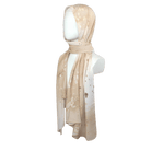 Designer neutral printed hijab for fancy occasions and work, ideal for all skin tones. Neutral beige, mocha and brown hijab scarf | Lina Zibdeh