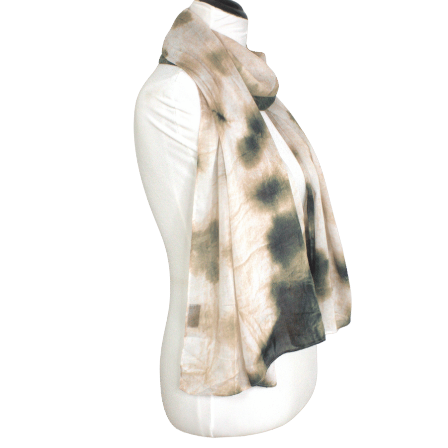 Printed bamboo modal hijab scarf in olive green and beige. A perfect hijab for the summer and hot weather. Non- slip hijab for muslim women and girls | Lina Zibdeh