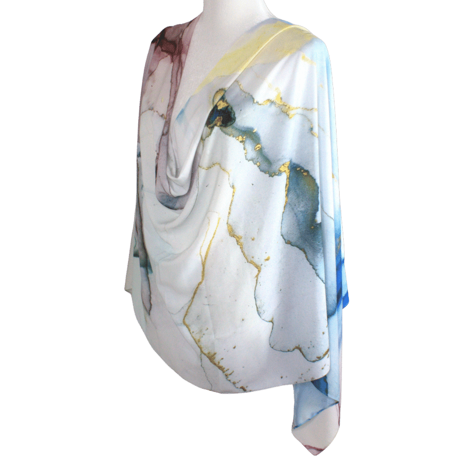 watercolor printed hijab scarf | Marble patterned Luxury hijab scarf for all occasions | Lina Zibdeh