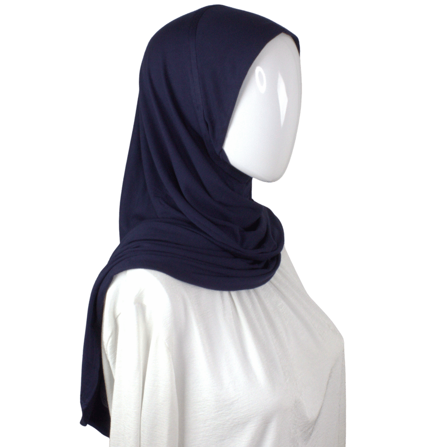 Instant hijab in navy blue. This is made from premium Japanese jersey material and it's designed for ultimate comfort throughout the day | Lina Zibdeh