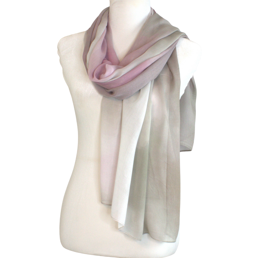 Designer bamboo modal hijab in pink and green tones, soft drape, heat-friendly, ideal for professional women and daily wear | Lina Zibdeh