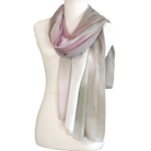 Designer bamboo modal hijab in pink and green tones, soft drape, heat-friendly, ideal for professional women and daily wear | Lina Zibdeh