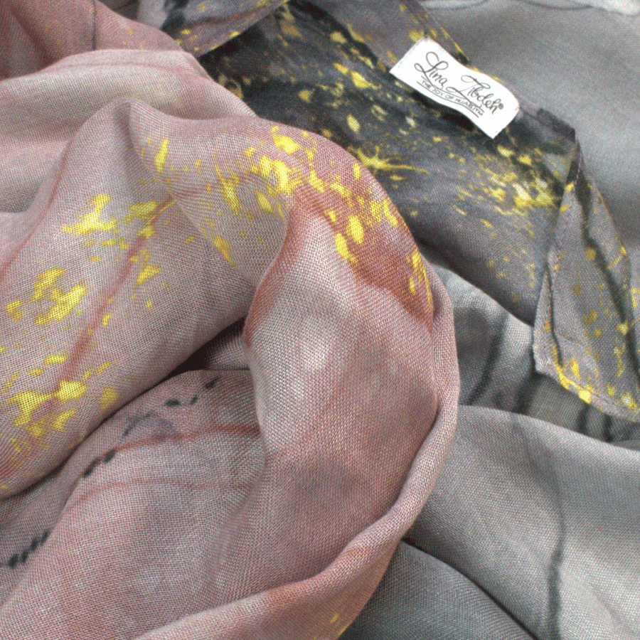 close up of our designer printed bamboo modal hijab | Lina Zibdeh