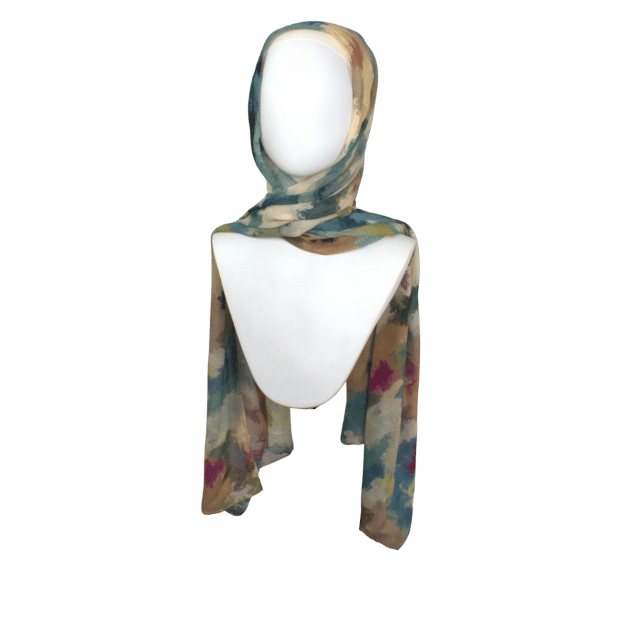 An elegant exclusive watercolor printed bamboo modal hijab for the women who seek elegance and comfort  Lina Zibdeh