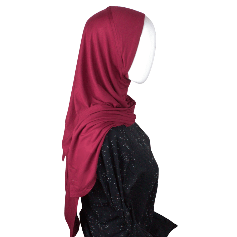 Shop this beautiful red jersey instant hijab, designed so you can feel comfortable all day without an undercap or pins.