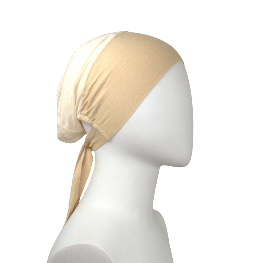 Side view of best seller Non-slip Breathable mesh tie-back hijab cap under scarf, lightweight and comfortable for hot weather and all-day wear | Lina Zibdeh