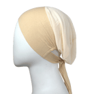 Beige Mesh tie-back under scarf for hijab, non-slip fit, designed for women with long hair, small head, ideal for work and daily wear | Lina Zibdeh