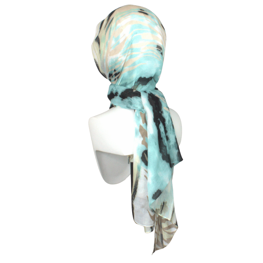 Animal printed Turquoise green Lightweight and non-slip bamboo modal hijab scarf | work and everyday Muslim women needs | Lina Zibdeh