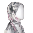 Opaque crepe chiffon hijab in grey and pink, perfect for professional wear