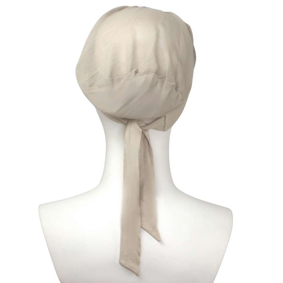 lightweight comfortable and adjustable mesh tie back hijab cap in neutral everyday color | Lina Zibdeh