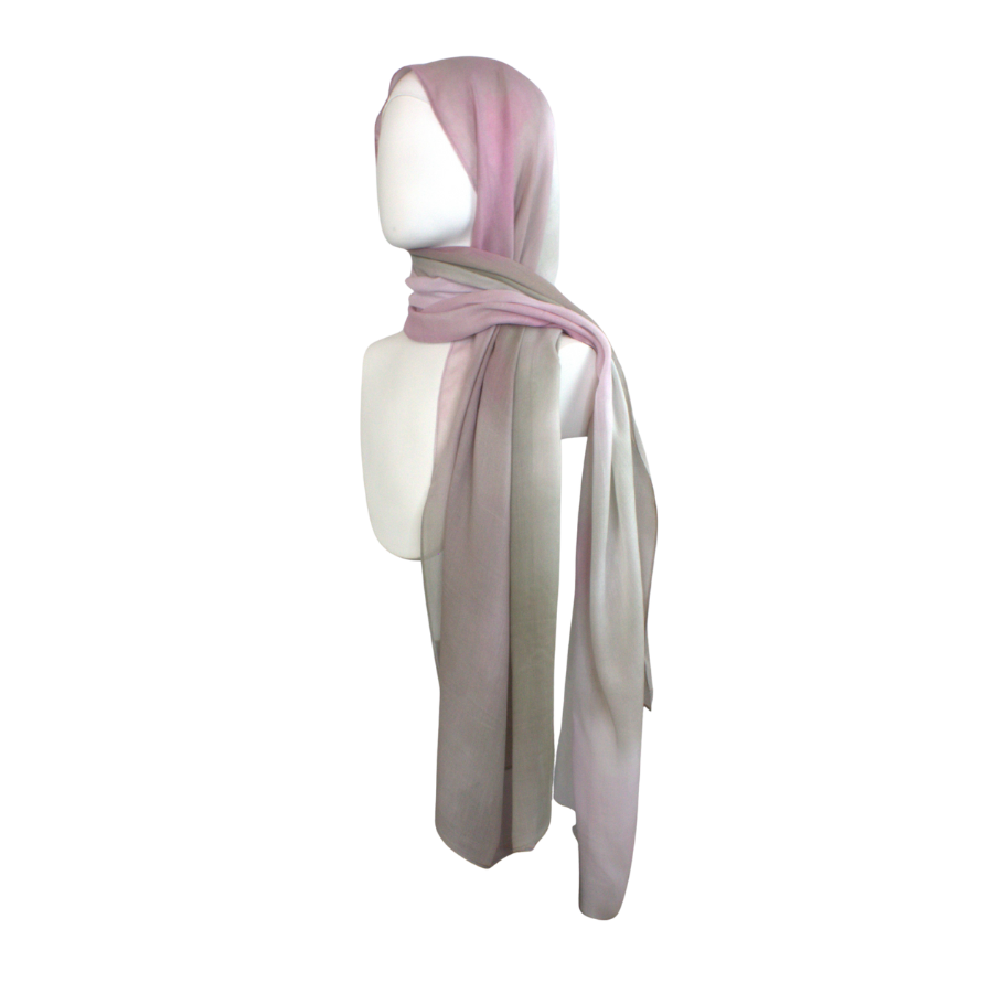 Pink and green watercolor printed bamboo modal hijab, lightweight, soft, and non-slip, perfect for everyday hijab styling | Lina Zibdeh