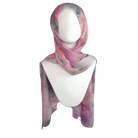 Premium watercolor airbrushed floral bamboo modal hijab scarf in pink, blush and blue grey. Ideal for everyday and warm climates | Lina Zibdeh
