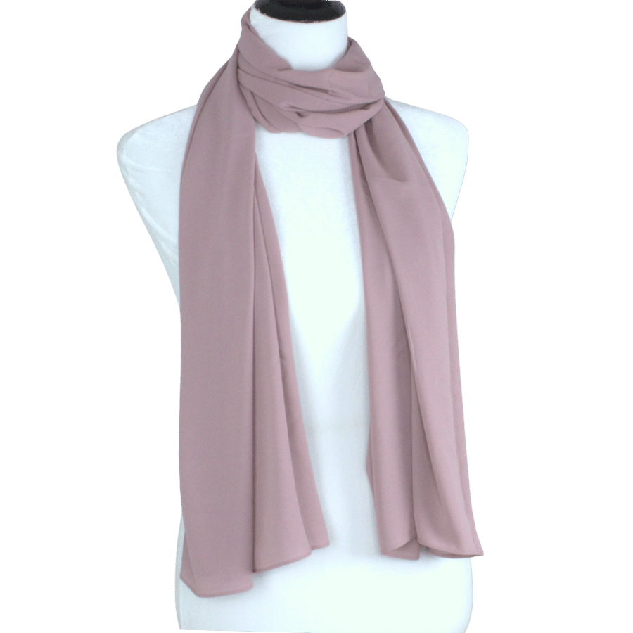 High-end muted Mauve chiffon hijab scarf | Maxi dusty mauve chiffon hijab | Lina Zibdeh