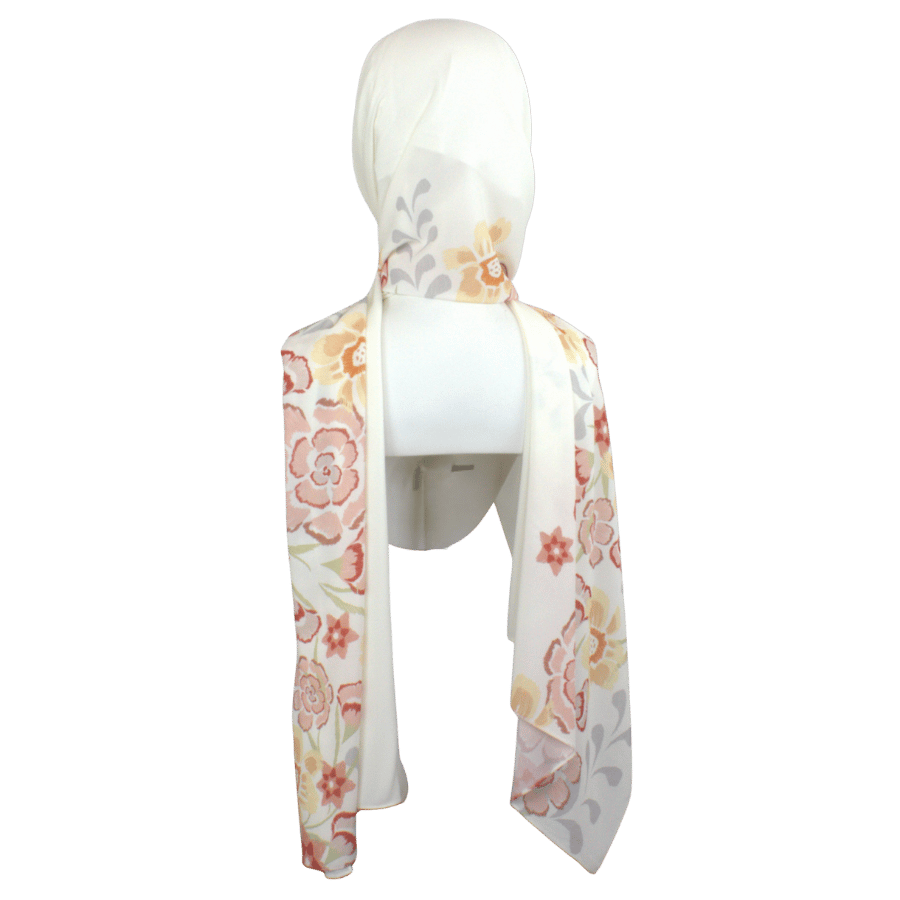 Premium Korean chiffon texture of Floriva luxury hijab – soft, breathable, and lightweight | Lina Zibdeh

