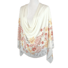 Unique designer hijab with solid cream ivory chiffon and blush floral side – versatile styling for work or casual outings | Lina Zibdeh
